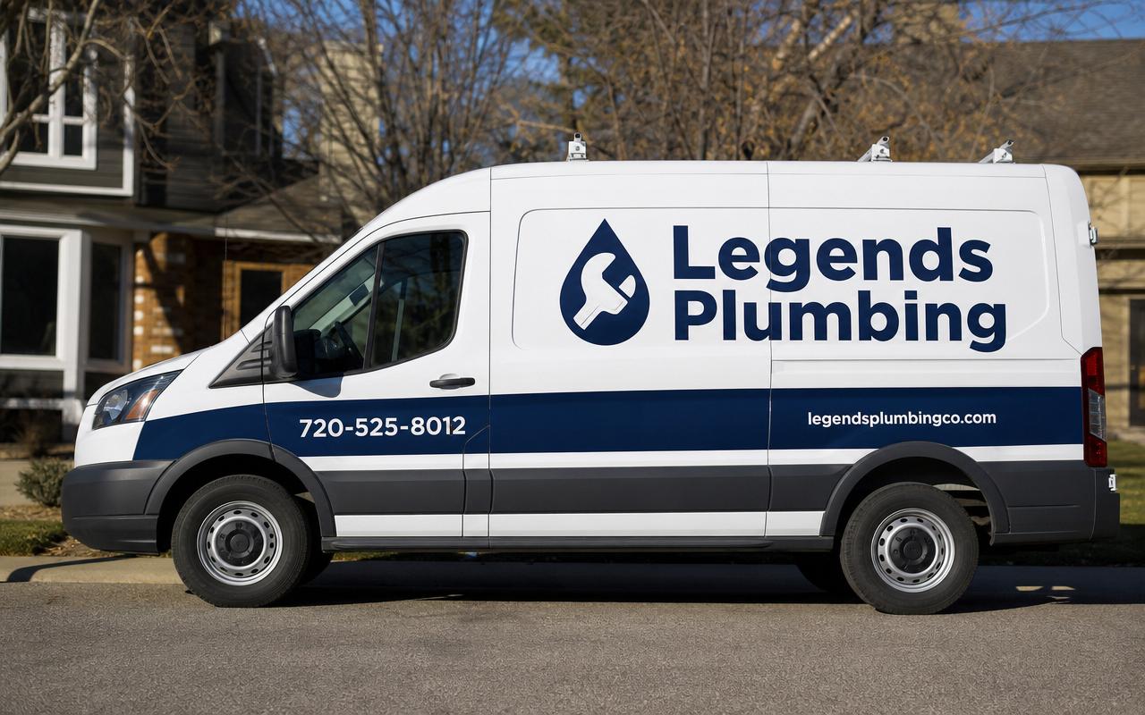 Legends Plumbing service truck in Denver
